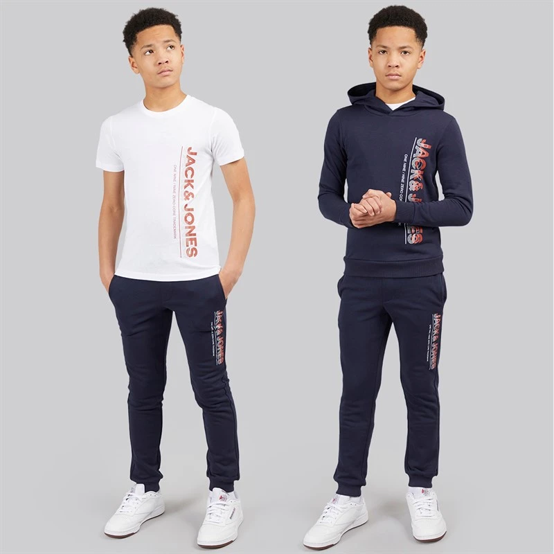 JACK & JONES Junior jwhnew struktur trepak tracksuit og t-shirt sæt - Navy Blazer
