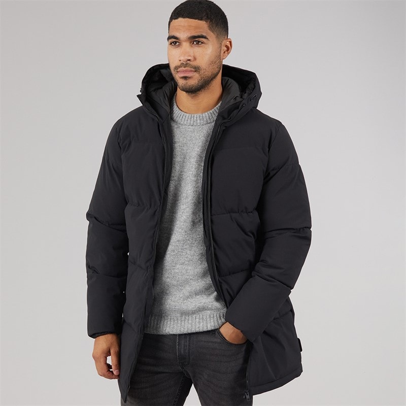 JACK & JONES Herre surface lang pufferfrakke - Sort