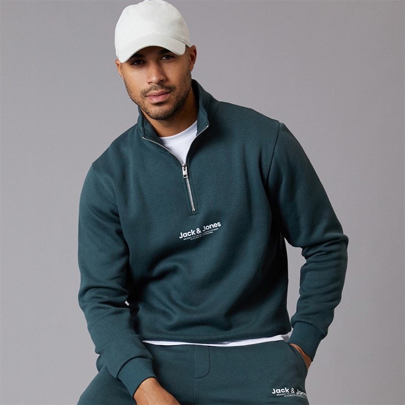 JACK & JONES Herre vesterbro 1/4 zip sweatshirt - Magical Forest