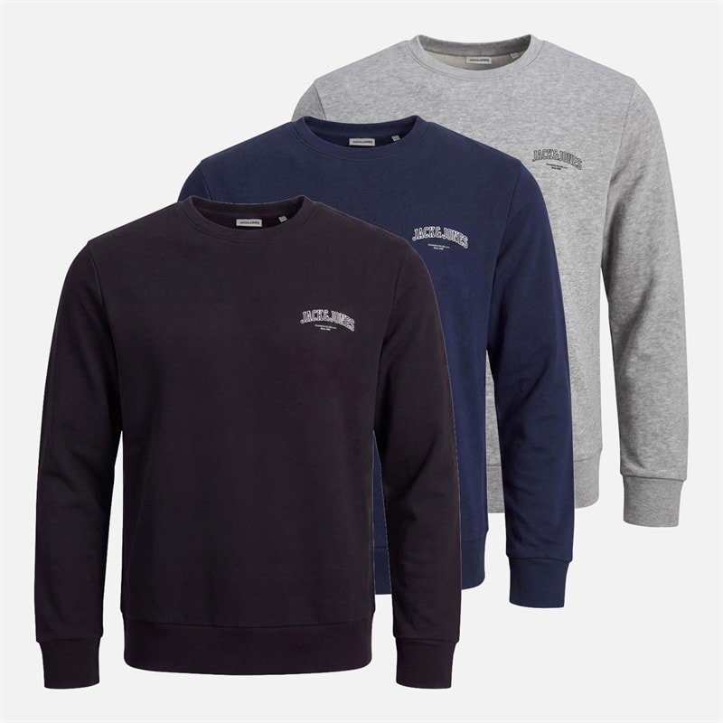 JACK & JONES Herre jeffrey trepak sweatshirts navy blazer/lysegrå melange - Navy Blazer/Hellgrå meleret/Sort