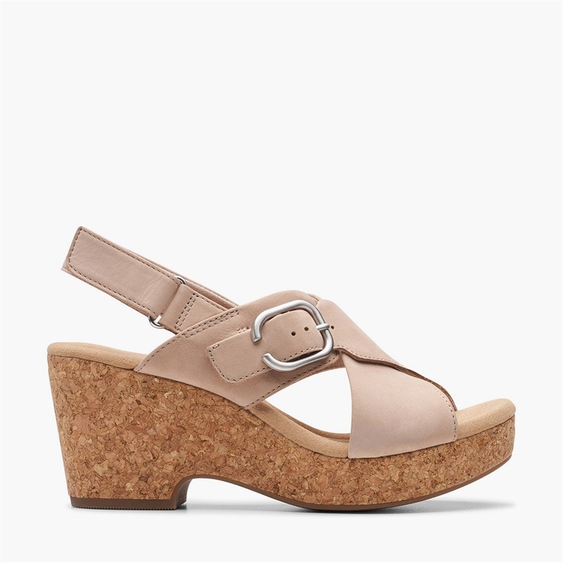 Clarks Dame giselle dove kilehælssandaler - Sand Nubuck