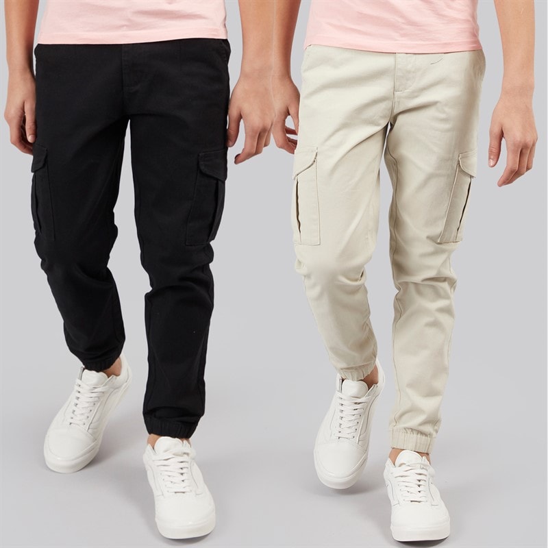 Kangaroo Poo Drenge to-pack chino cargobukser - Sort/Stone