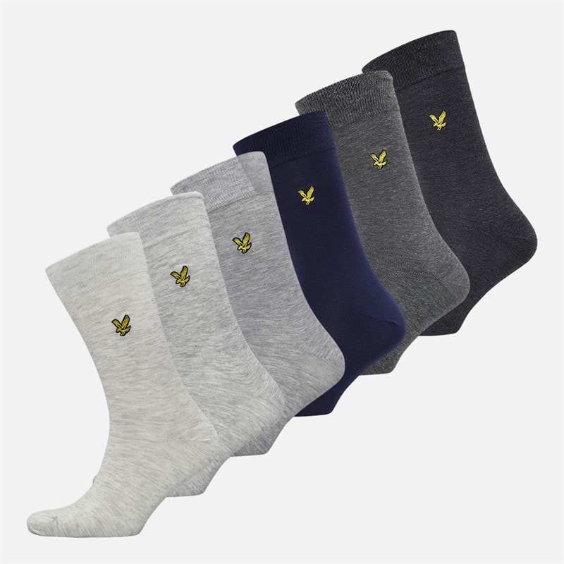 Lyle And Scott Vintage Herre Victor six pack sokker sort meleret/mørkegrå meleret/grå meleret/lysegrå meleret/antik hvid - Black Marl/Dunkelgrau Marl/Grey Marl/Hellgrau Marl/Antique White Marl/Peacoat