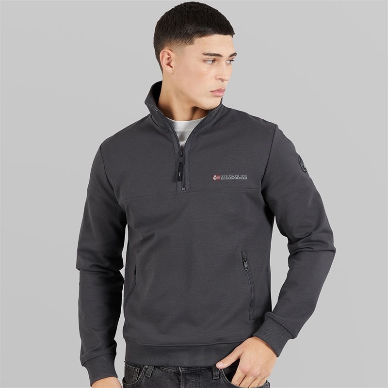Napapijri Herre bastien 1/2 zip sweatshirt - Dunkel Grey Solid