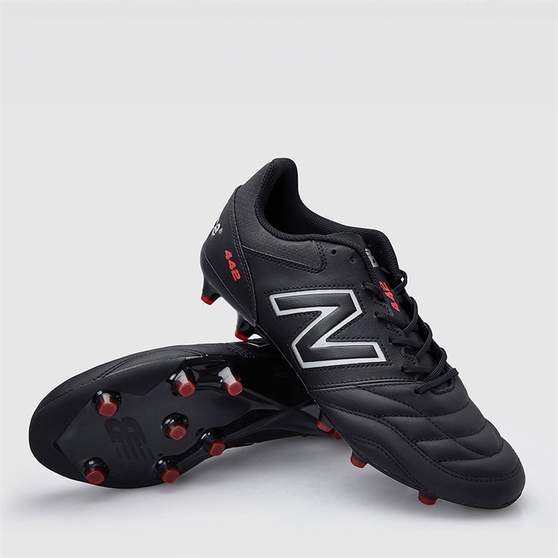 New Balance Herre 442 v2 team fg fodboldstøvler til fast underlag - Sort/Silver/Rød