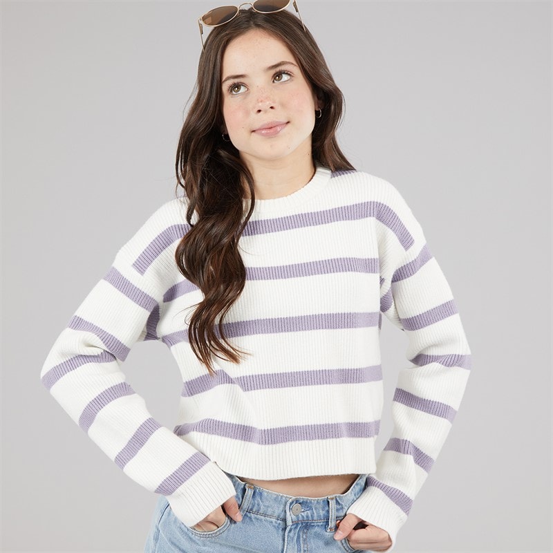 Name It Piger vnilla strikket trøje - Cloud Dancer/Lavender Grey