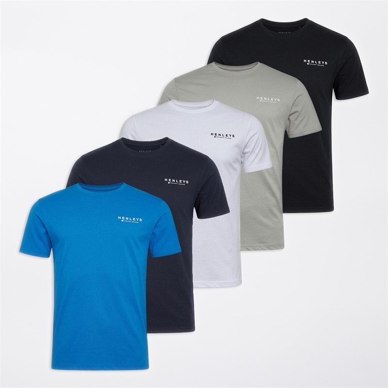 Henleys Herre henycore fempak t-shirts - Multi