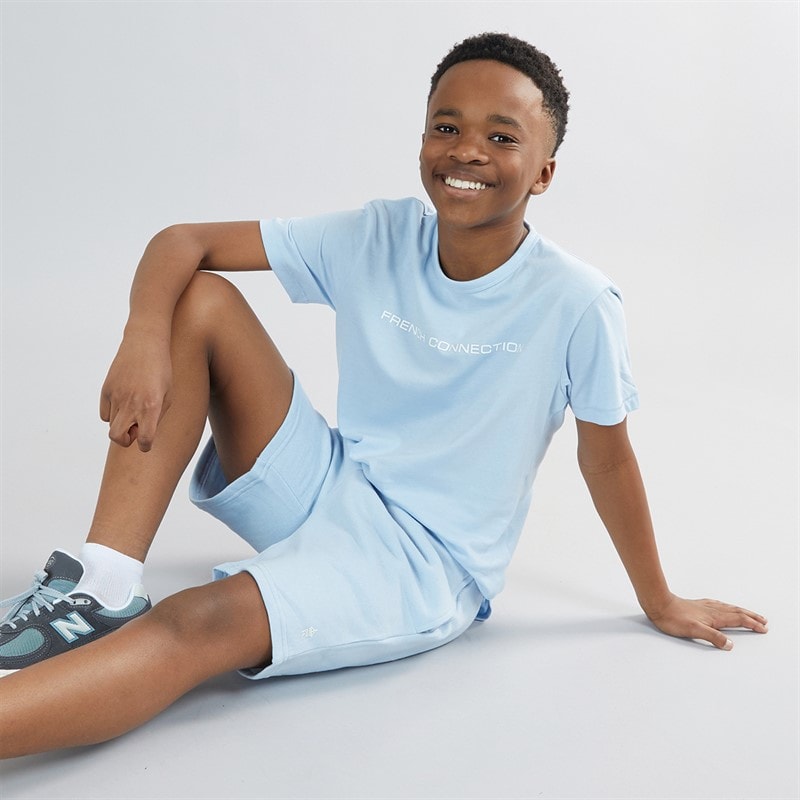 French Connection Drenge t-shirt og shorts sæt - Hellblau Mel/White