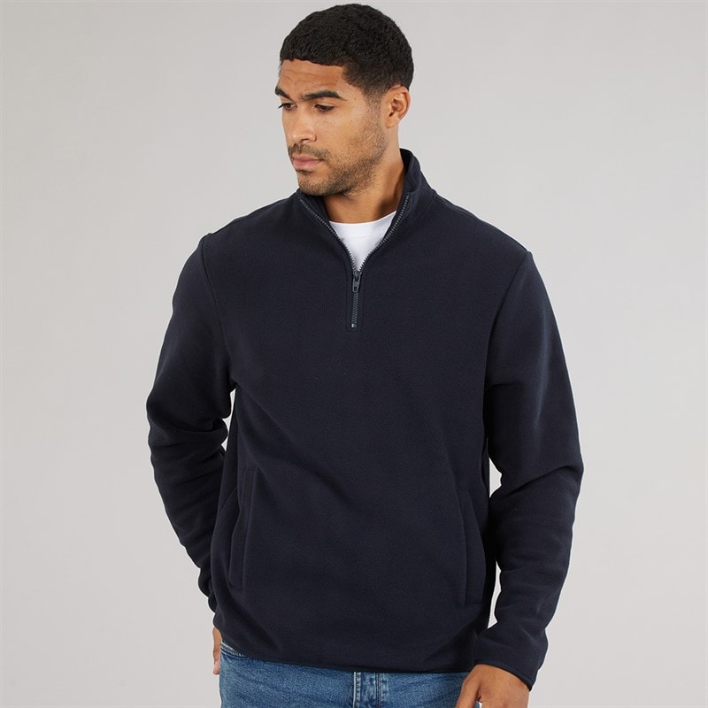 French Connection Herre fleece med halv lynlås - Marine