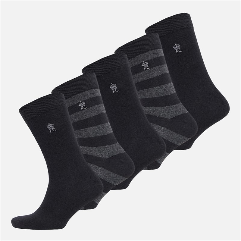 French Connection Herre fempak FC-stribede sokker - Sort/Charcoal Melange