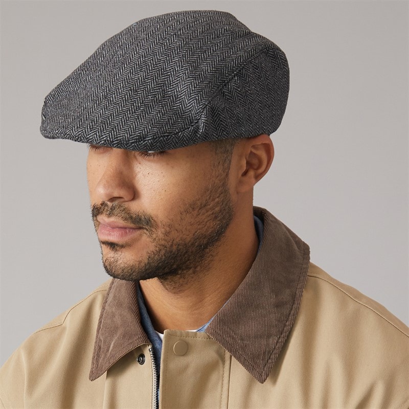 French Connection Herre fiskebensflatcap - Charcoal Melange