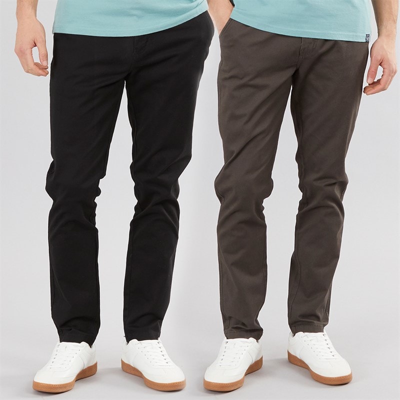Onfire Herre to-pak slim fit chino bukser - Sort/Charcoal