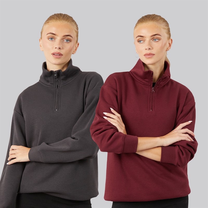 Onfire Dame 1/4 lynlås to-pak sweatshirt - Magnet/Bourgogne