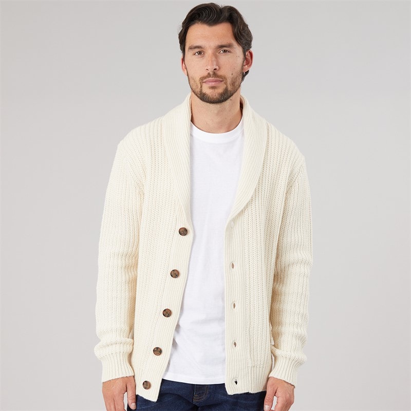 Onfire Herre cardigan med sjalskrave - Oatmeal