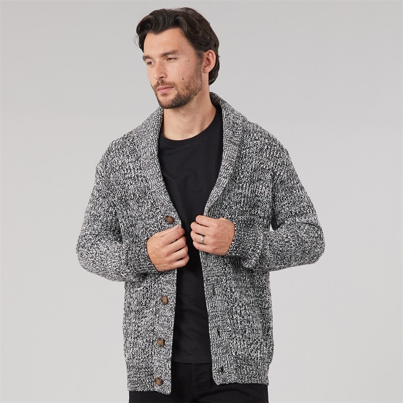 Onfire Herre cardigan med sjalskrave - Salt & Pepper