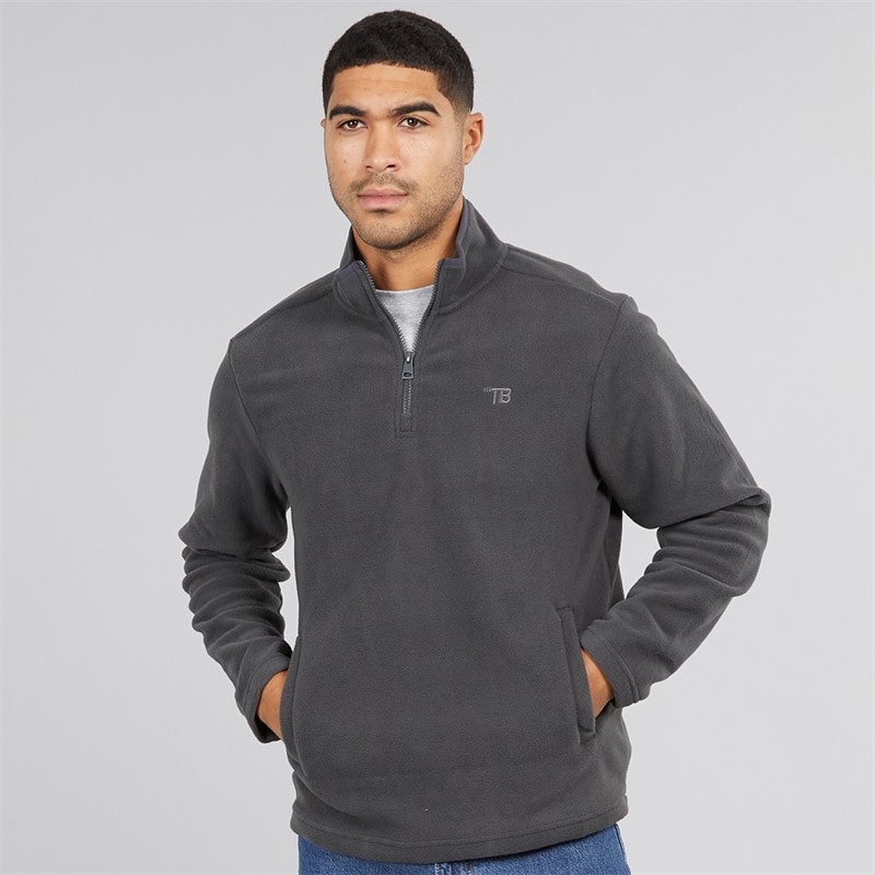 THREADBARE Herre blade 1/4 lynlås fleece - Slate