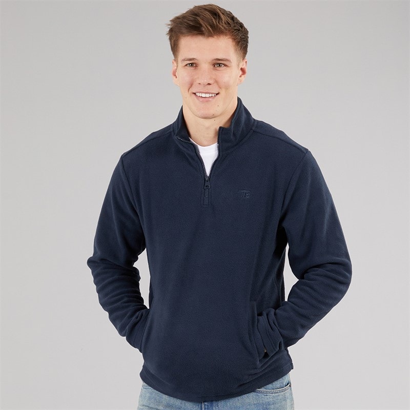 THREADBARE Herre blade 1/4 lynlås fleece - Marineblå