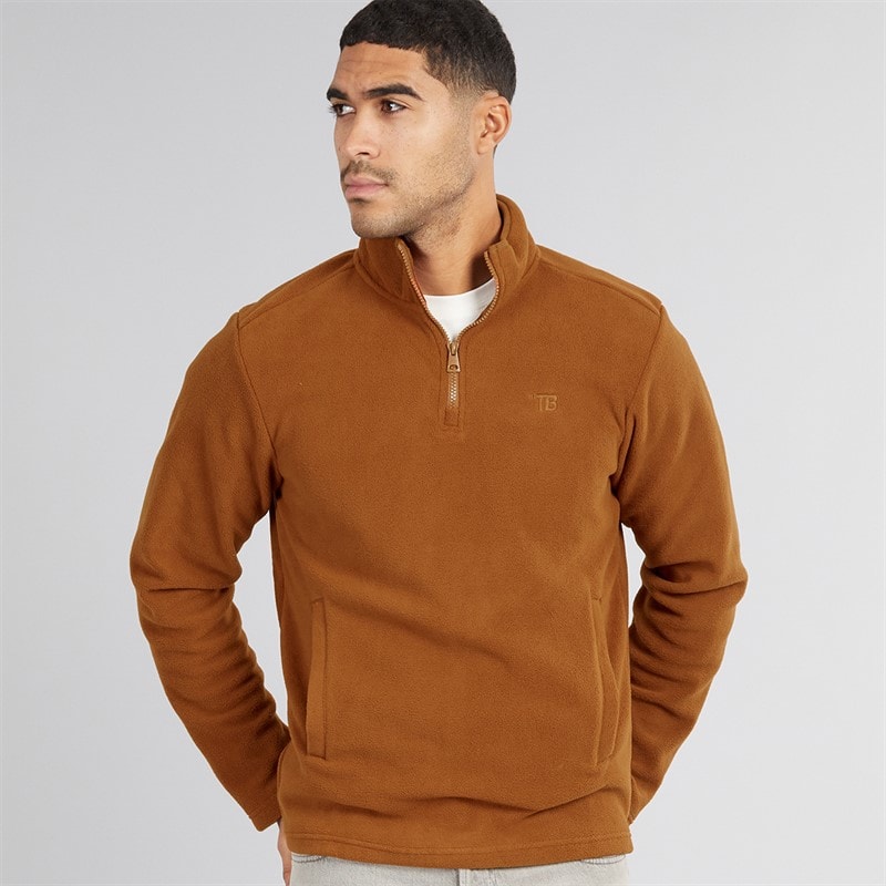 THREADBARE Herre blade 1/4 lynlås fleece - Rust
