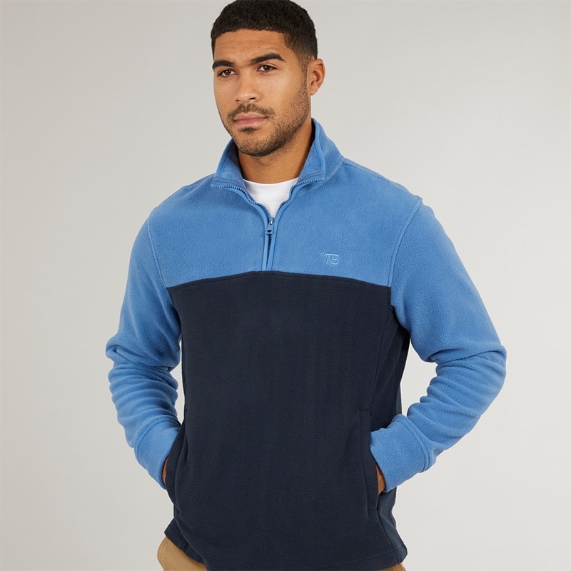 THREADBARE Herre wham 1/4 lynlås fleece - Colbalt/Navy