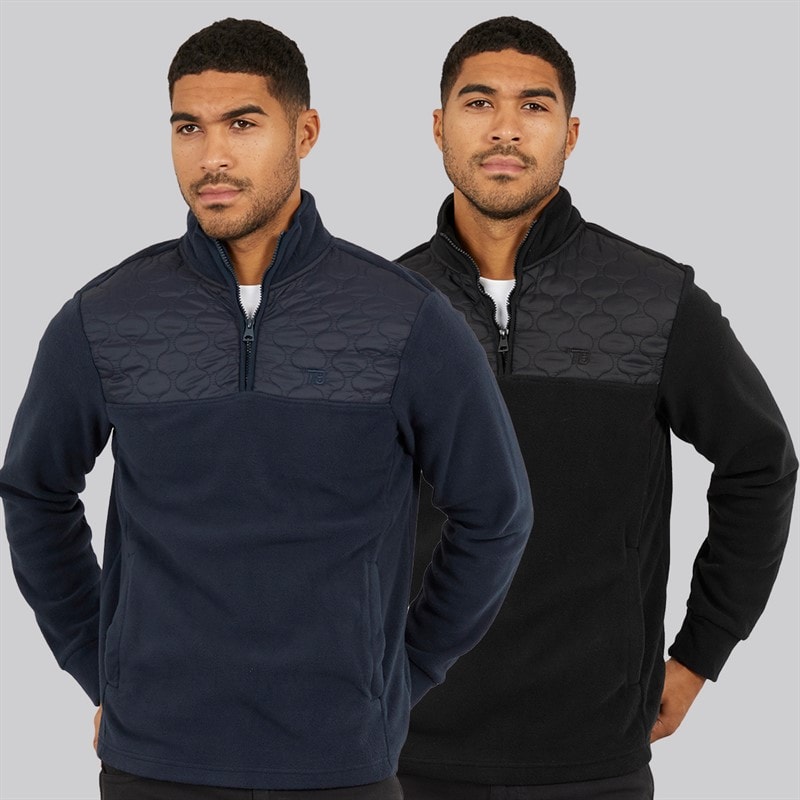 THREADBARE Herre to pak pascal 1/4 lynlås fleecetrøjer - Sort/Navy