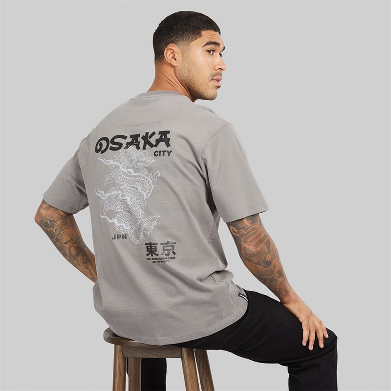 THREADBARE Herre axel afslappet pasform grafisk t-shirt - Slate