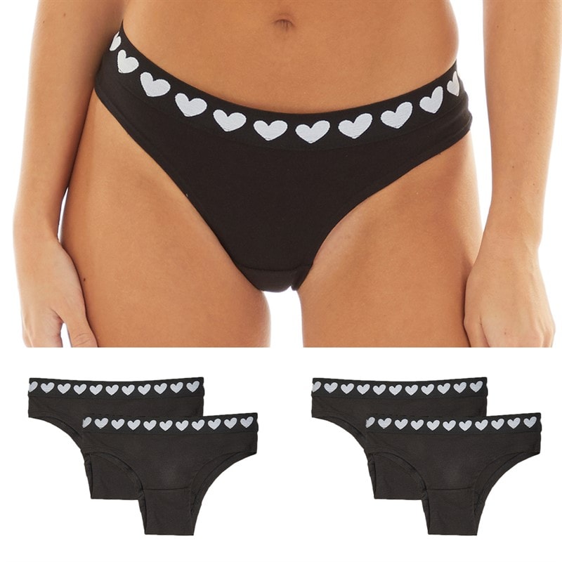 L'amore Couture Dame lc hearts fem-pak trusser - Sort/Hvid