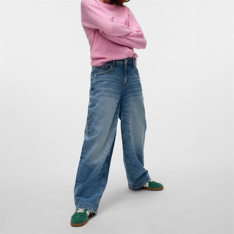 Vero Moda Piger brook baggy jeans - Medium Blå Denim