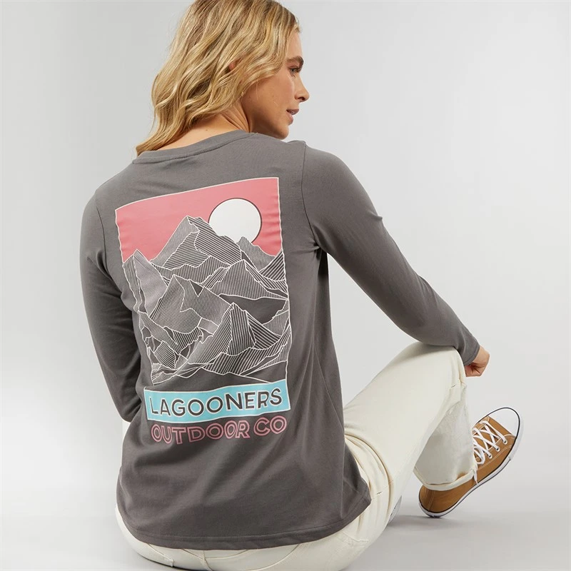 Lagooners Dame cullen langærmet t-shirt - Charcoal