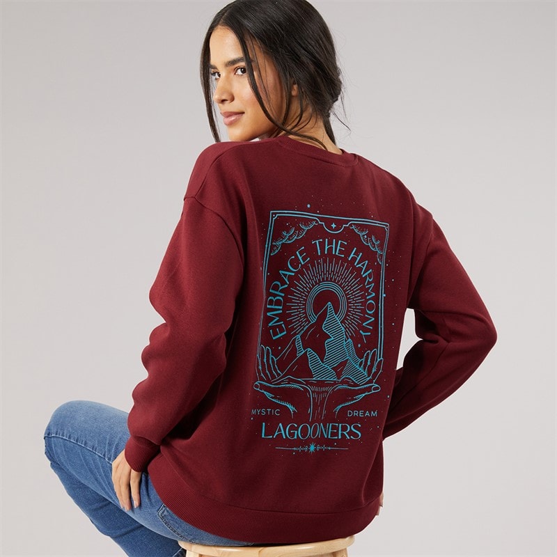 Lagooners Dame willowmere grafisk sweatshirt - Bordeaux