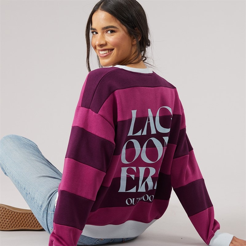 Lagooners Dame cornflour field grafisk sweatshirt - Berry/Dunkelviolett