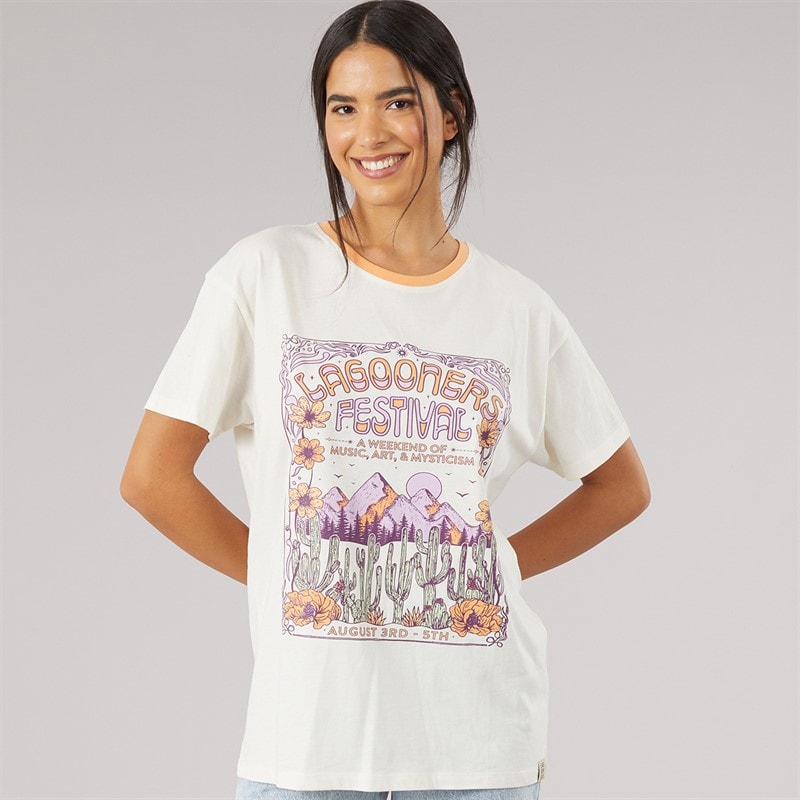 Lagooners Dame rowan oversized t-shirt - Ecru