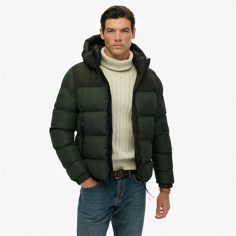 Superdry Herre colourblock pufferjakke - Surplus Goods Olive Green