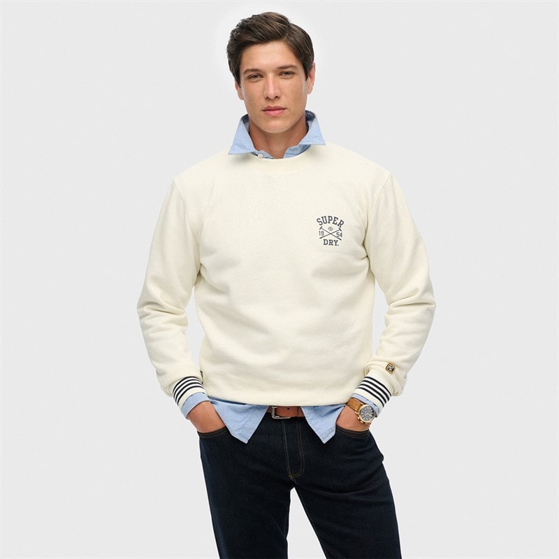 Superdry Herre athletic club sweatshirt - Off White