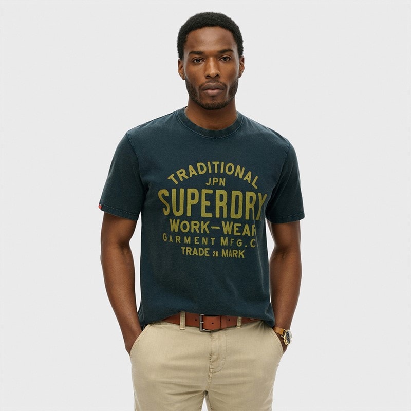 Superdry Herre machined goods workwear t-shirt - Eclipse Navy
