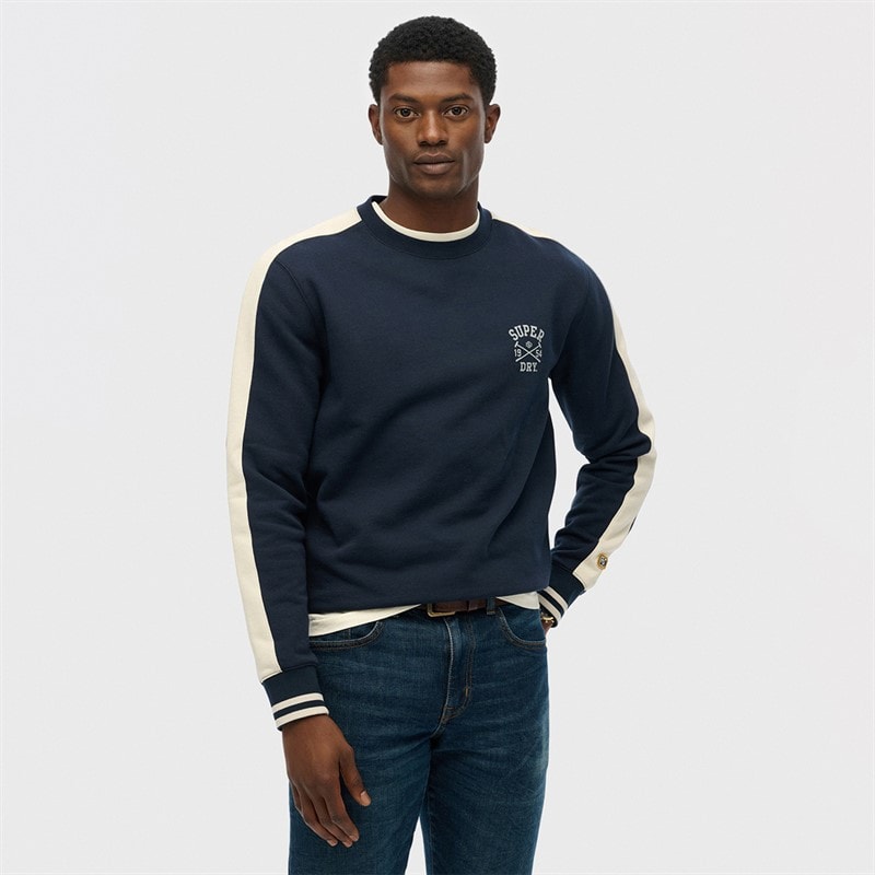 Superdry Herre athletic club sweatshirt - Nautical Navy Contrast