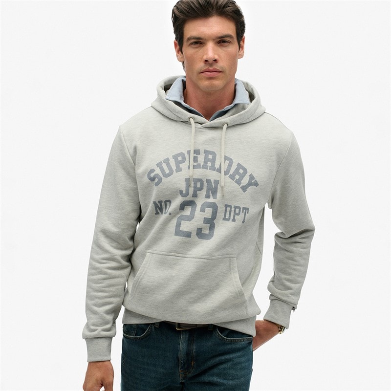Superdry Herre atletisk hættetrøje - Cadet Grey Marl