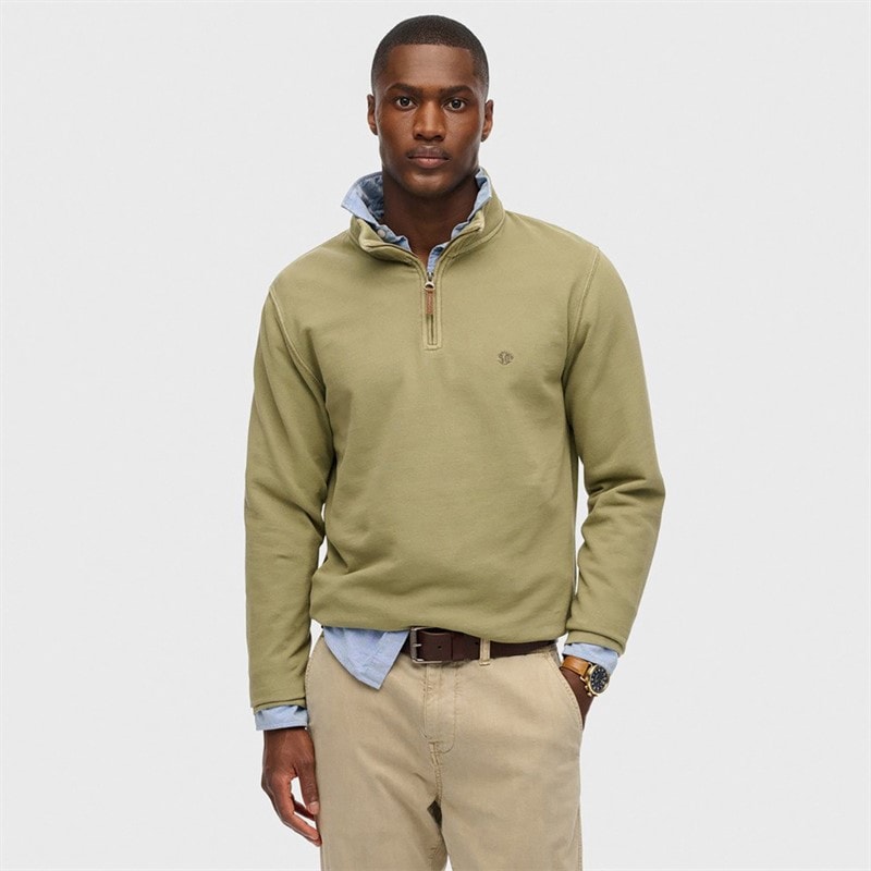 Superdry Herre klassisk sweatshirts med halv lynlås - Light Khaki Green