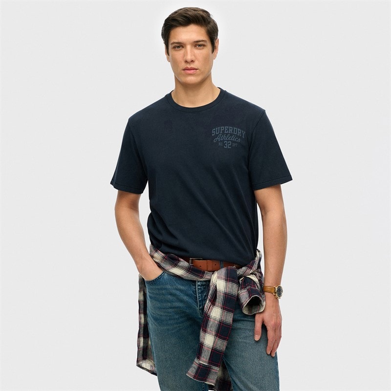 Superdry Herre atletisk t-shirt - Eclipse Navy
