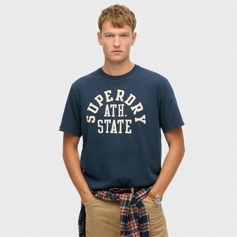 Superdry Herre atletisk t-shirt - Nautical Navy