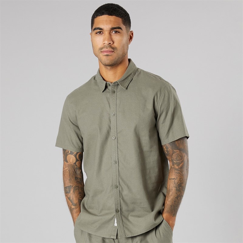 Solid Herre kortærmet skjorte Dusty Olive