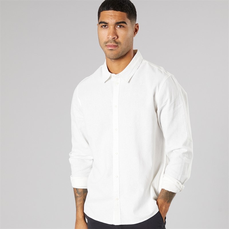 Solid Herre Langærmet Skjorte Off White