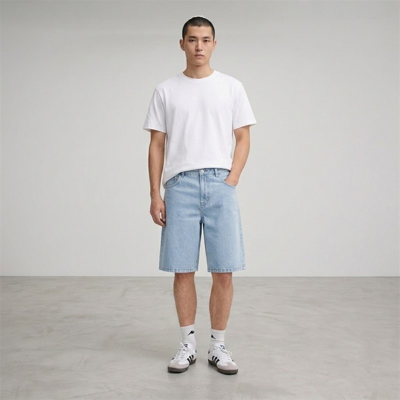 Solid Herre Sdomidt Løstsiddende Denim Shorts Light Blue Denim