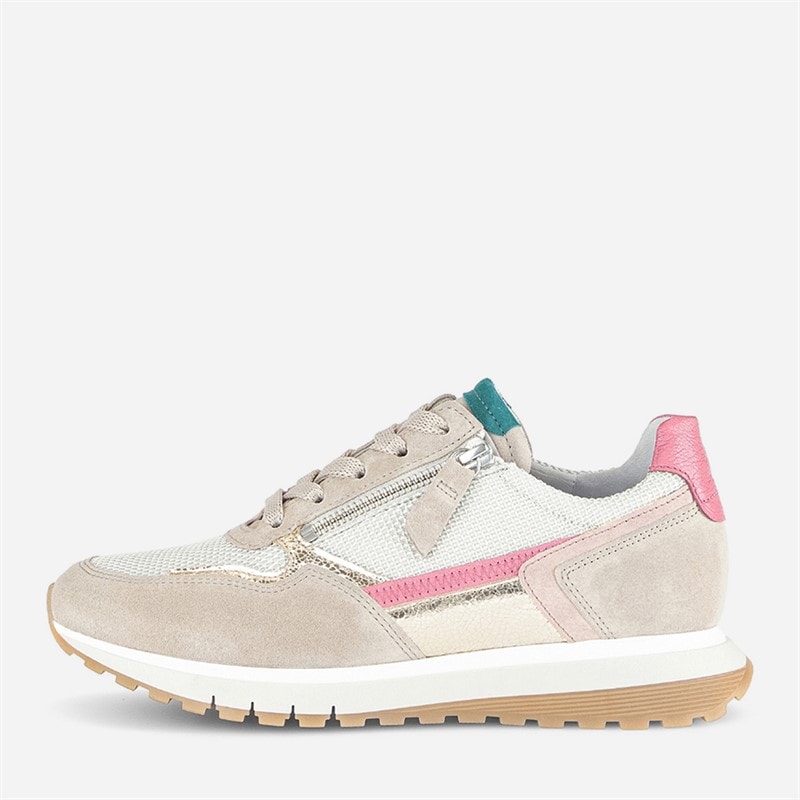 Gabor Dame Retro Lynlås Detalje Sneakers Hvid/Grå/Pink