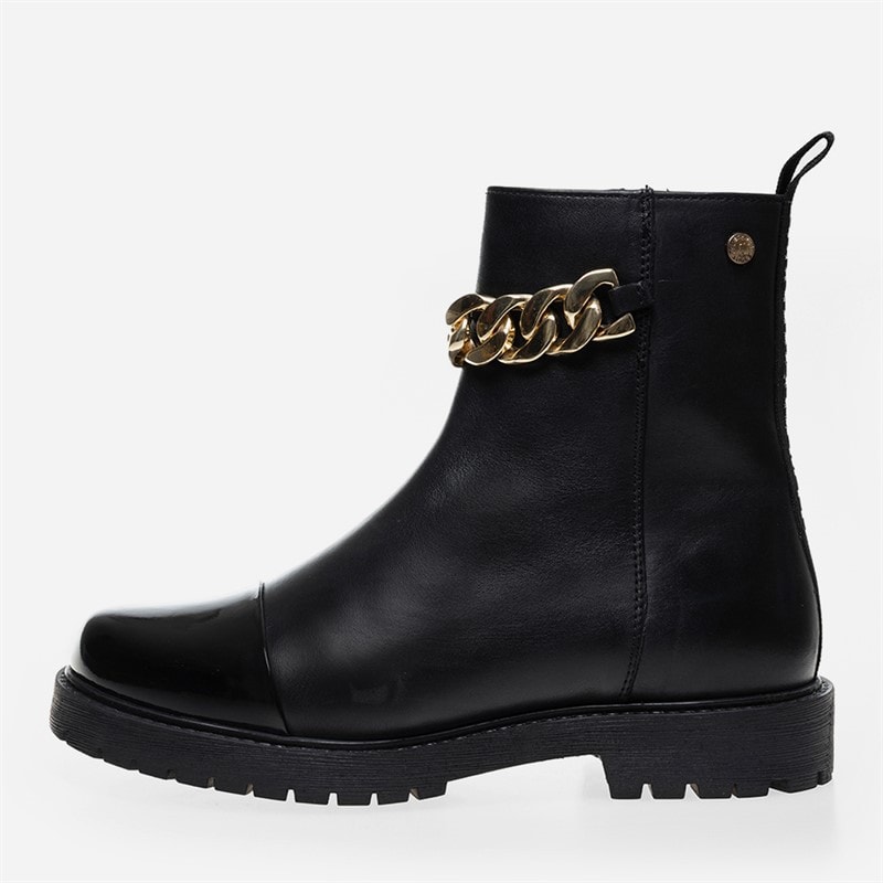 Copenhagen Shoes Dame blomster øjne støvler 2210 Black/Gold/Patent