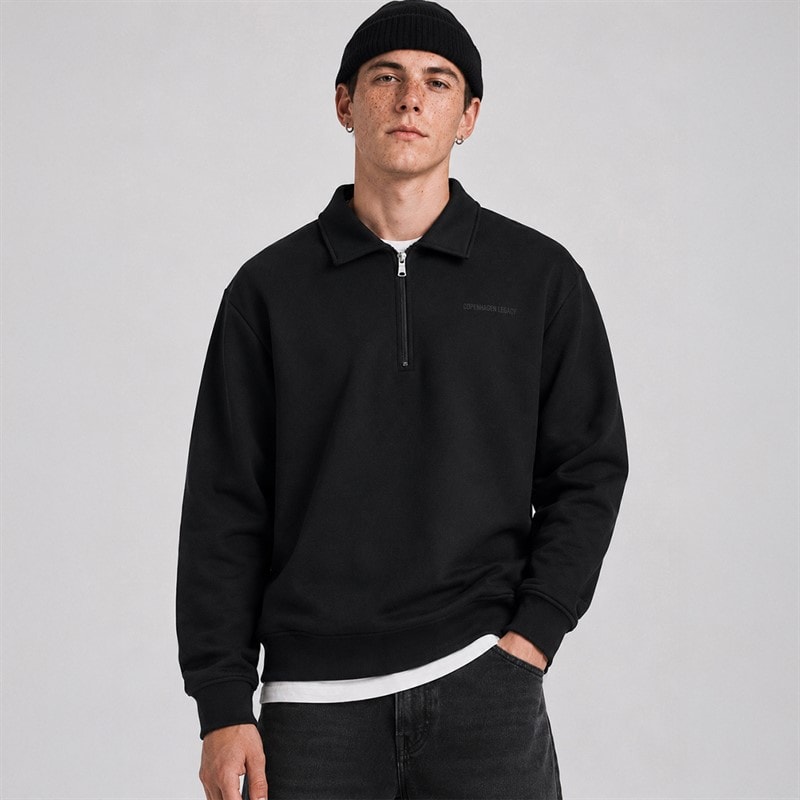 Copenhagen Legacy Halv lynlås sweatshirt Sort