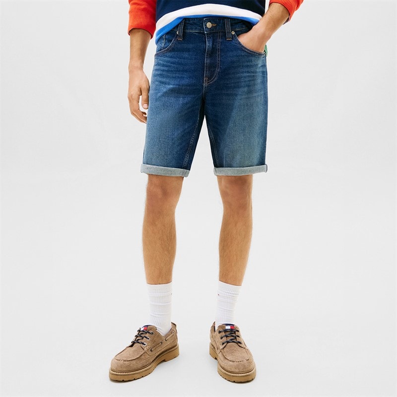 Tommy Jeans Herre Ronnie Faded Slim Denim Shorts Denim Dark