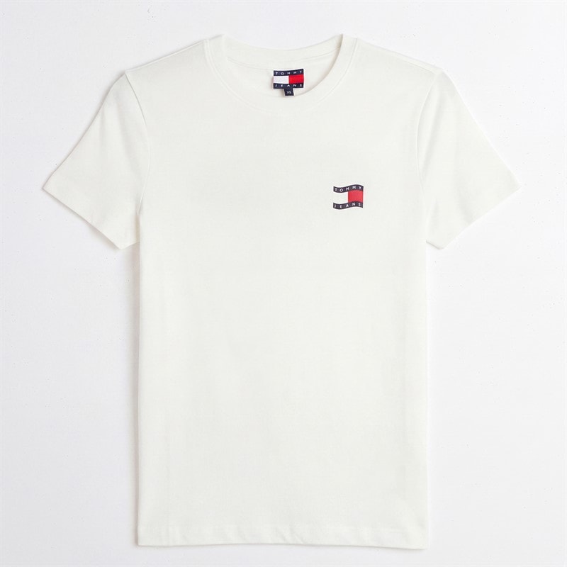 Tommy Jeans Dame Wavy Flag T Shirt Ecru