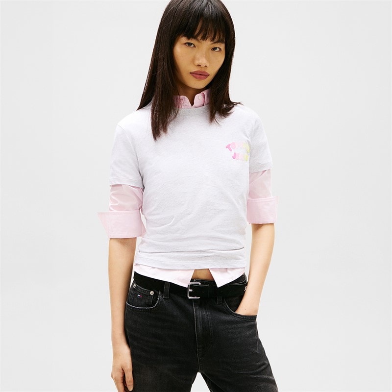 Tommy Jeans Dame Boble T-shirt Ice Grey Heather