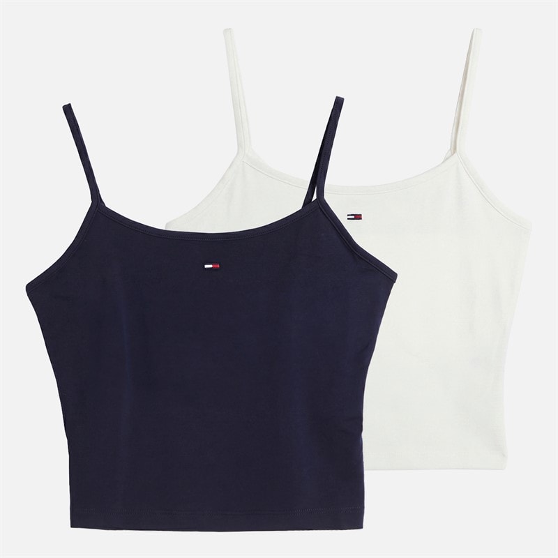 Tommy Jeans Dame to pak essentielle undertrøjer Ecru/Dark Night Navy