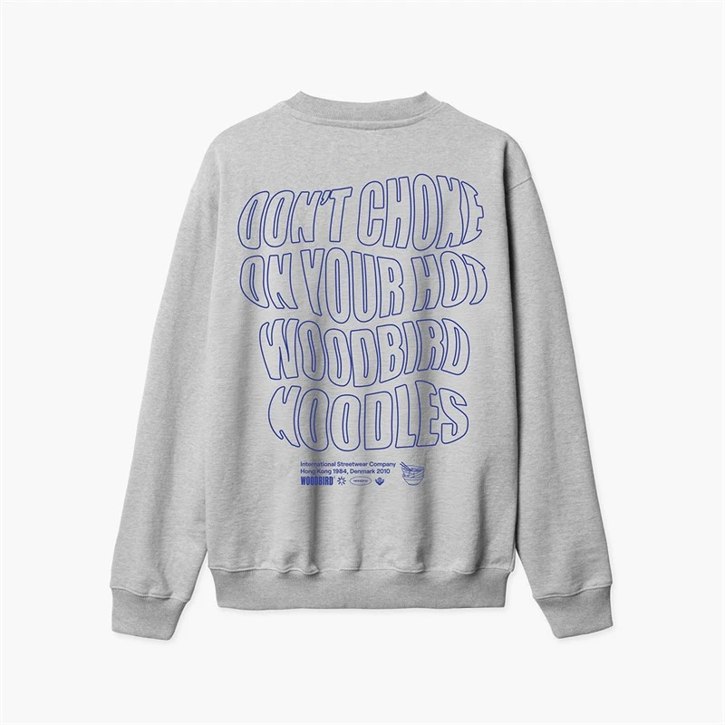 Woodbird Herre Cane Wobble Sweatshirt Grey Melange